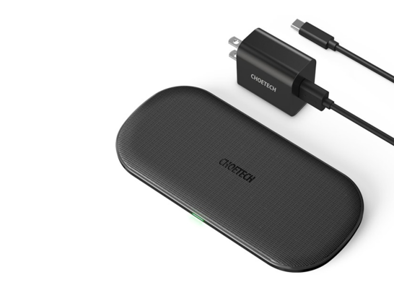 Choetech 10W 5-Coil Dual Fast Wireless Charger With Adapter + 1M AC Cable (T535-S)