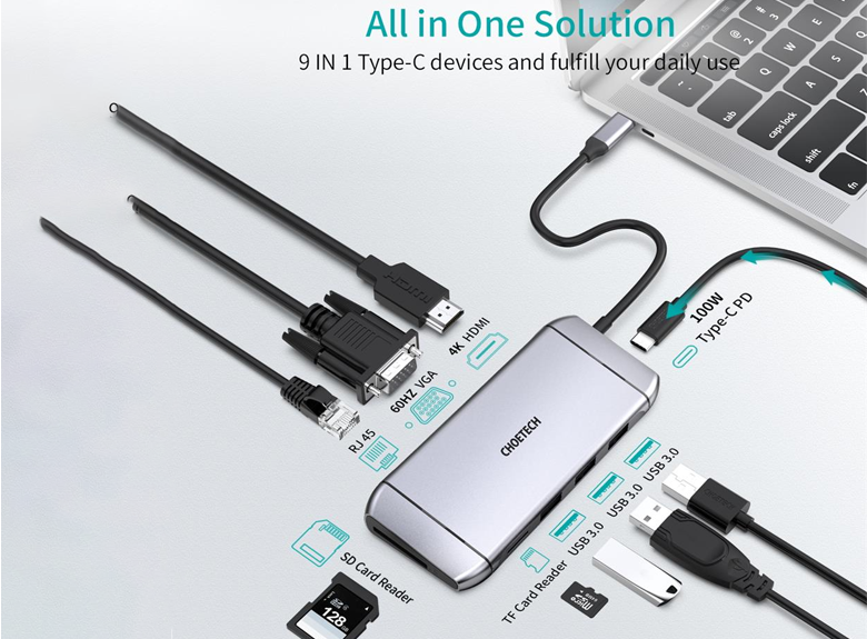 Choetech 9 in 1 USB-C Multiport Adapter (HUB-M15)