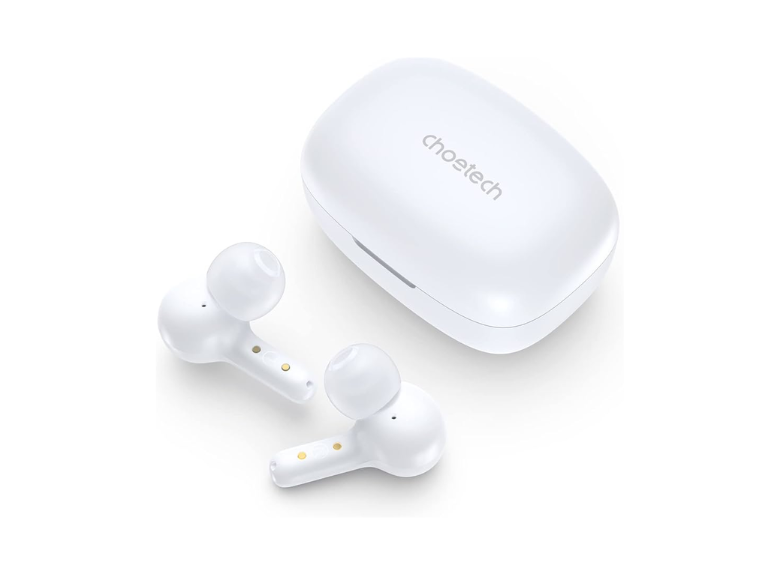 Choetech Bluetooth 5.3 ENC&ANC Active Noise Canceling and 4ENC Mics Digital Battery Earbuds (White)(BH-T60-WH)