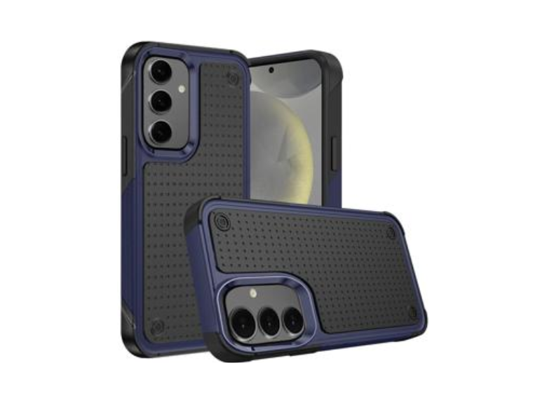 HR Cases - Samsung Galaxy s24 DOT Thick Beautiful Hybrid Case Cover - Black/Blue(QBDOTHY-s24-BKBlue)