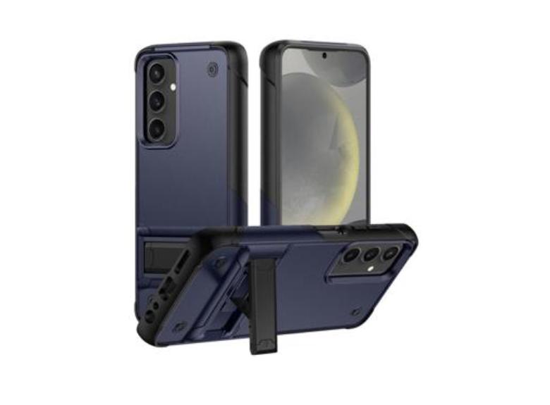 HR Cases - Samsung Galaxy s24 Thunder Kickstand Hybrid Case Cover - Blue(QBTHNDR-s24-Blue)