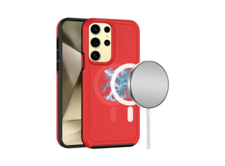 HR Cases -Samsung Galaxy s24 Ultra Magnetic Ring Circle Guard Fused Ultimate Hybrid Case - Red(MGGUARD-s24UL-Red)