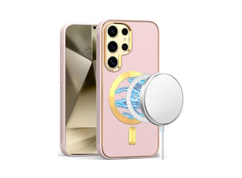 HR Cases -Samsung Galaxy s24 Ultra Ultimate Quality PU Leather Hybrid Case Cover - Pink(MGULTM-s24UL-Pnk)