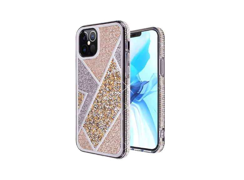 HR Cases - iPhone 16 Pro 6.3 inch Rhombus Bling Glitter Diamond Case Cover - Gold(QBNRHM-iP16Pro-Gold)